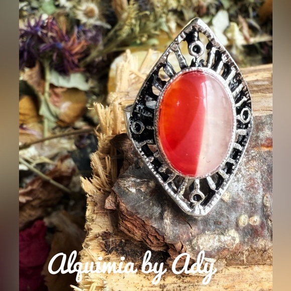 Alquimia Silver and Red Statement Ring - Picture 1 of 8